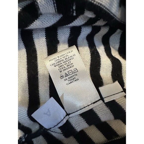Ann Taylor Womens Knit Sweater Size XS Black White Striped Scoop Neck Sequins - Picture 8 of 9